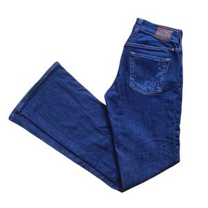 Lucky Brand Dark Wash “Sweet ‘n’ Low” Flare Bell Bottom Jeans Low Rise Size 25